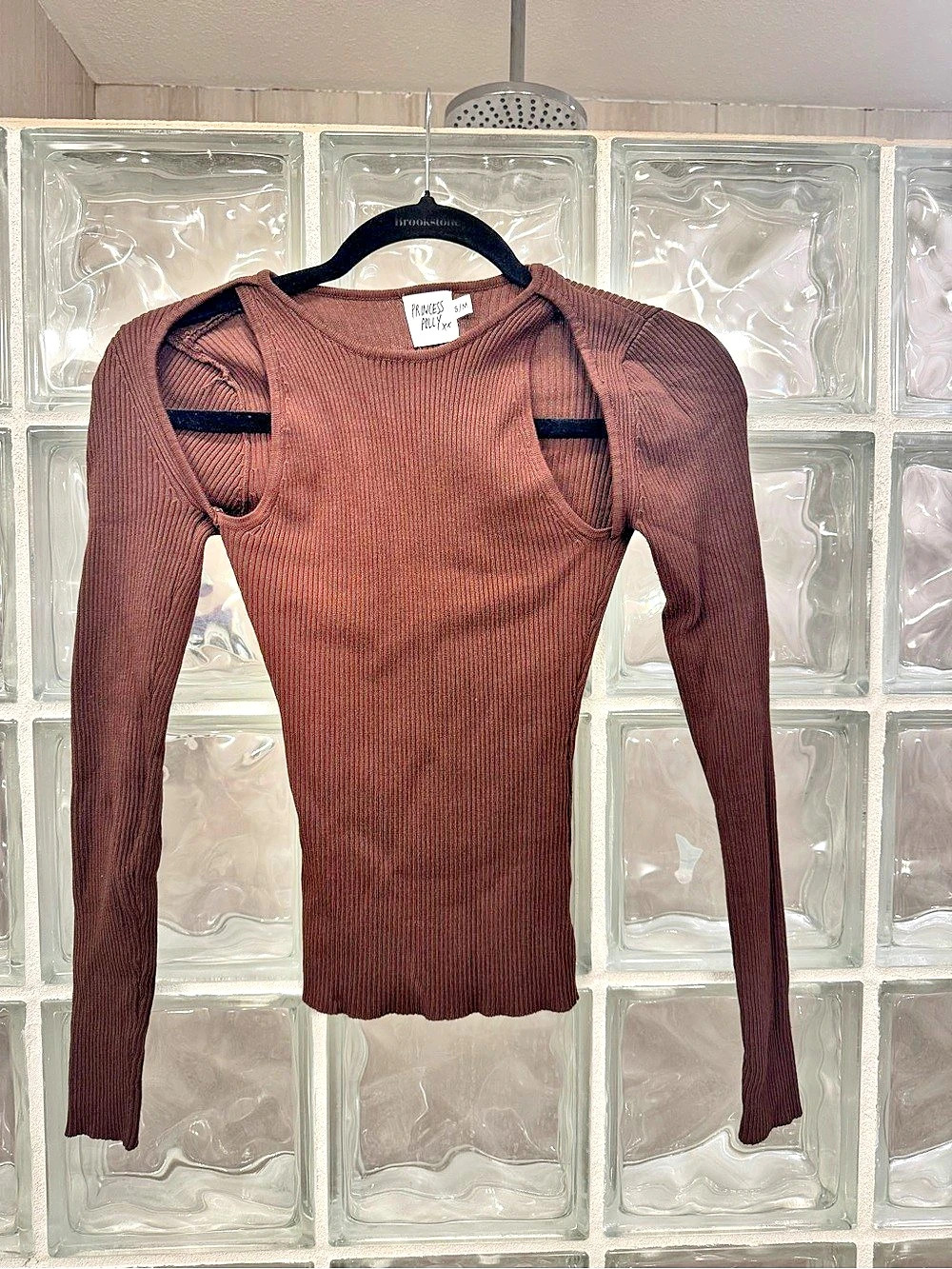 Princess Polly Ellara Long Sleeve Top Brown Size Small/Medium